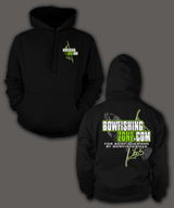 "Bowfishing Zone" printed on Black Hoodies & Tees - Shirt Guys Bowfishing and Hunting T-Shirts