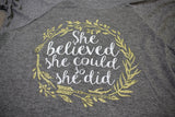 "She Believed She Could, So She Did" design printed on a Flowy Raglan Tee - Shirt Guys Bowfishing and Hunting T-Shirts