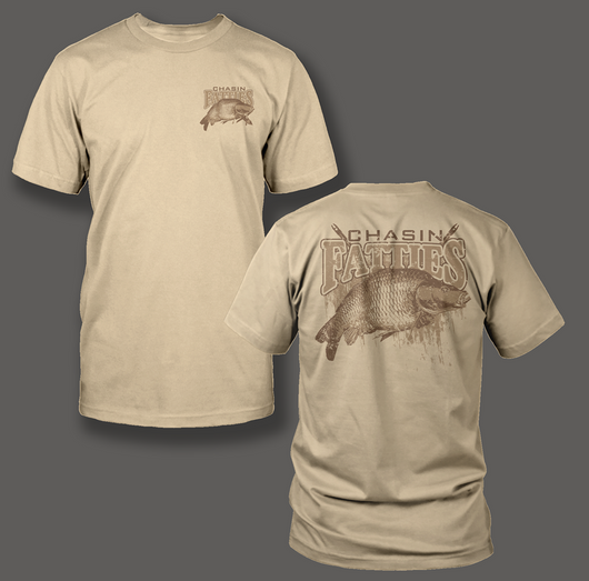 Chasin Fatties- Common Carp on Sand Tshirt - Shirt Guys Bowfishing and Hunting T-Shirts